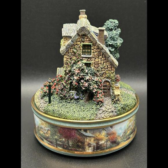 Thomas Kinkade Music Box Stone Brook Inn  A1417 Music Box Works Lite Not  Tested - Picture 2 of 8